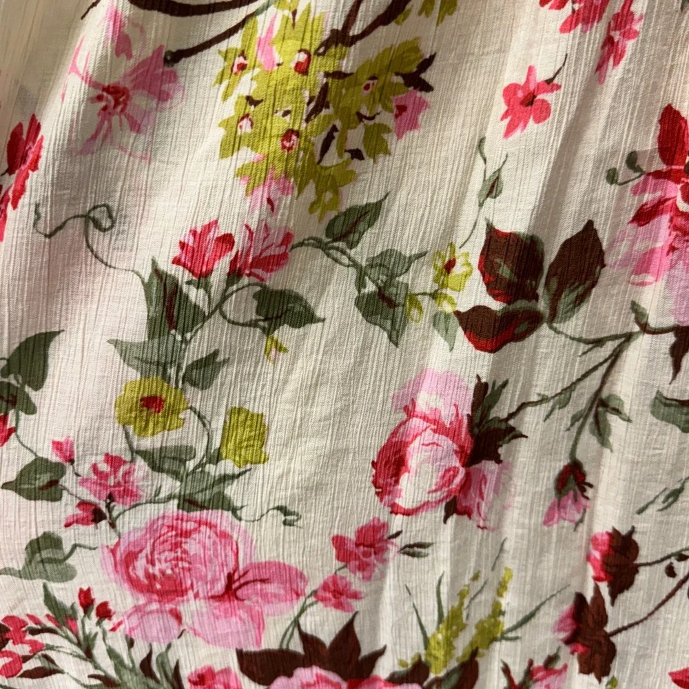 Abercrombie & Fitch Maxi Dress Womens Petite Small SP Floral Smocked Tiered Boho